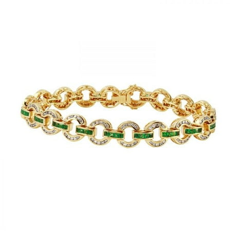 Foreli 4.73CTW Emerald And Diamond 14K Yellow Gold Bracelet