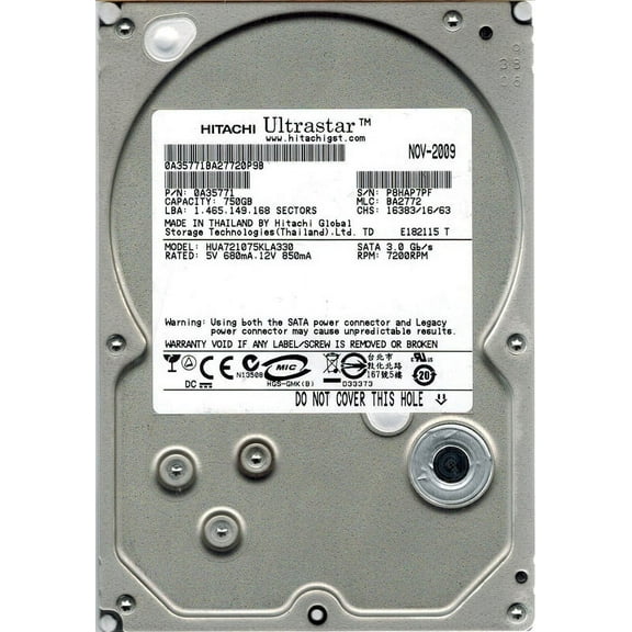Hitachi HUA721075KLA330 P/N: 0A35771 MLC: BA2772 750GB