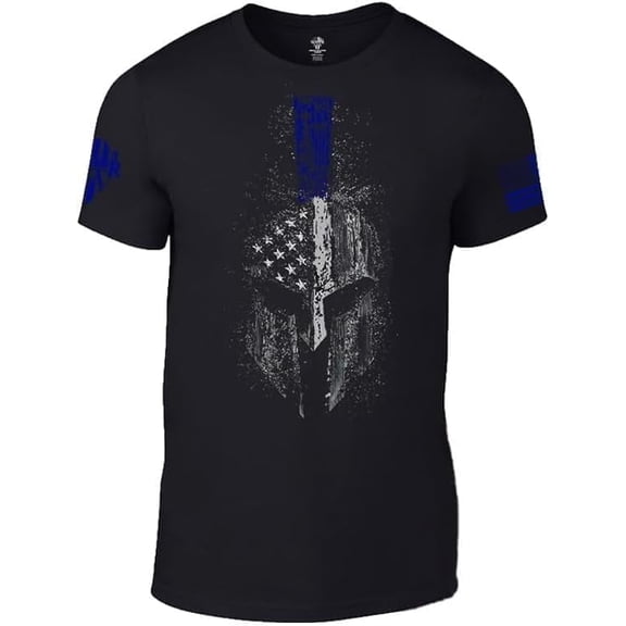 Warrior USA Spartan Police Design - Cotton Blend, Screen Printed in The USA, American Made, Regular Fit, Black, XX-Large