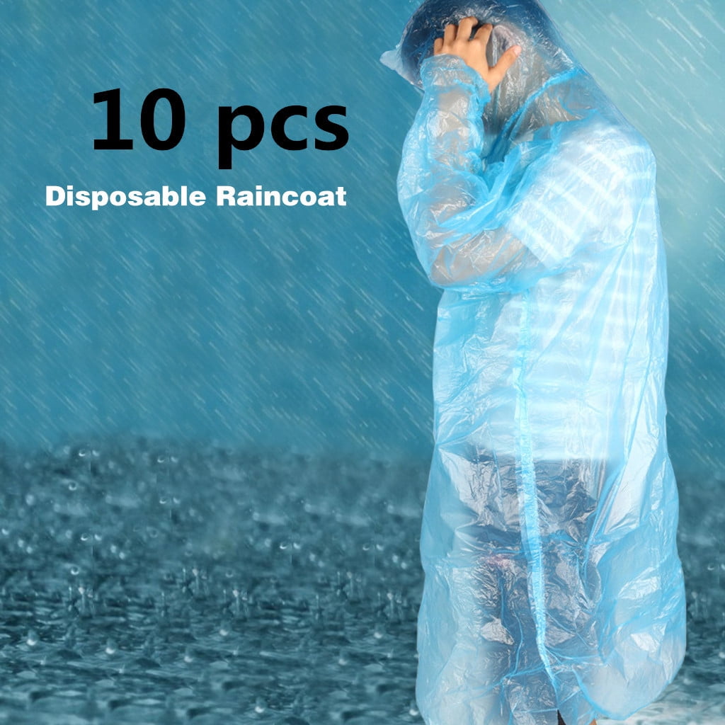 Details about   10x Disposable Adult Emergency Waterproof Rain Coat P oncho Hiking Camping Hood☂ 