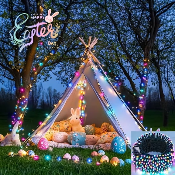 YIMIA 125LED 39.37ft Pastel Christmas String Lights, 8 Modes IP65 Waterproof, Fairy Lights for Indoor Outdoor Tree Window Room Decor