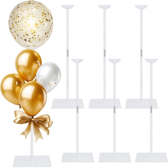6 Pack 24 Inch Reusable Acrylic Balloon Stand Kit-Heavy Duty,Adjustable Height with Sticks and Base, Balloon Stands&Centerpieces for Tables,Perfect for Birthday,Baby Shower,Party Decor