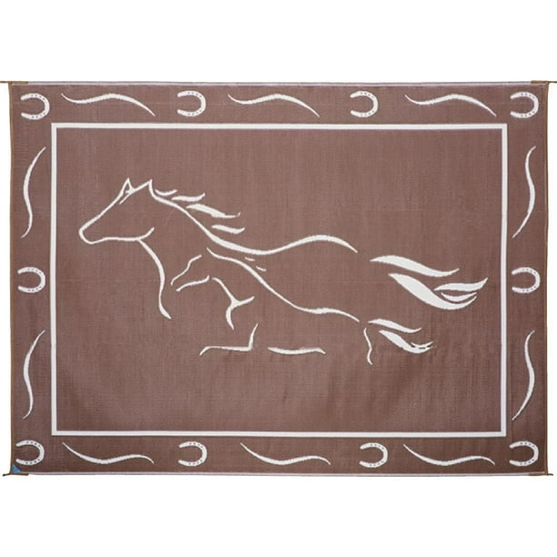 Galloping Horses Reversible Mat Deck 8 X 11 Ft Patio Outdoor Foldable Rug Brown Com Galloping Horses Reversible Mat Deck 8, Reversible Patio Mats 8 X 11