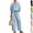19# Light Blue, variant on Two Piece Outfits for Women Zip Front Top Wide Leg Pants Set Casual Summer Matching Set Loose Fit Tracksuit Black XXL