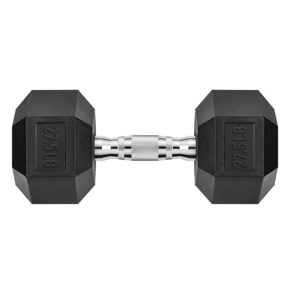 Hex Dumbbell Rubber Encased Hex Dumbbell Exercise & Fitness Hex Dumbbell, Hand Weight For Strength Training / 27.5LB