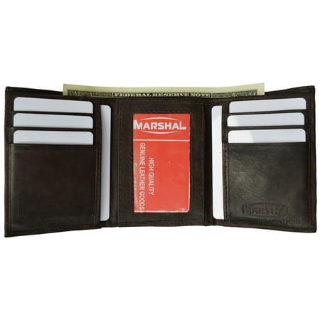 Leather Mens Trifold Wallet Zipper Money Compartment 55 CF (C)...