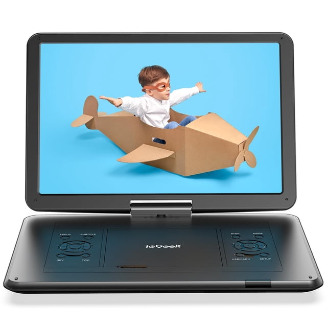 Reproductor de DVD portátil ieGeek de 17,5 pulgadas con pantalla HD de 15,6 pulgadas
