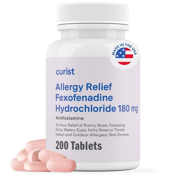 Curist Fexofenadine 180mg Tablet 200 Count Fexofenadine Hydrochloride 180 mg Antihistamine Allergy Relief