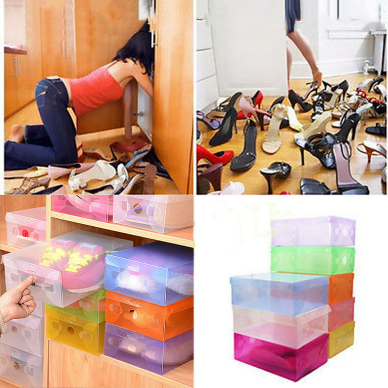 Yesbay Clear Plastic Shoebox Lady Stackable Shoes Storage Box Drawer Unit, Size: 28