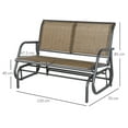 thumbnail image 6 of 2-Person Outdoor Glider Bench, Patio Double Swing Chair with Powder Coated Steel Frame & Sling Fabric for Backyard Garden Porch, Brown, 6 of 10