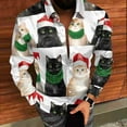 thumbnail image 4 of BLTIBY Christmas Shirt for Men Button Down Long Sleeve Lapel Shirts Cats Printed Casual Holiday Beach Shirts Top Multicolor 7 M, 4 of 8