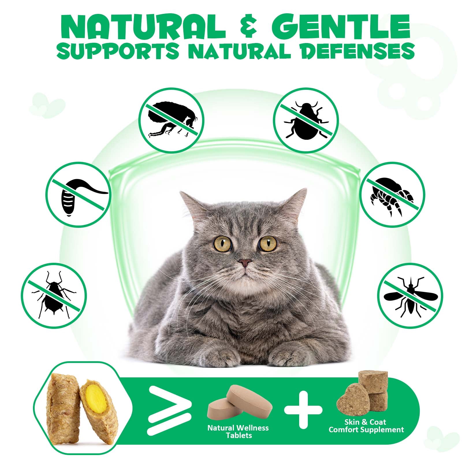 Oimmal Skin & Coat Chews for Cats, Daily Support Treat with Pumpkin & Yeast, Natural De-woming Treats for Digestive & Skin Health, 3.7oz/100g, Chicken Flavor - 5Pack