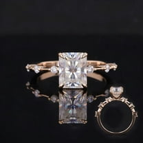 Cora Jewellery 2.5CT Distance Diamond Radiant Moissanite Engagement Ring For Women, 14K Rose Gold