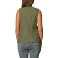 thumbnail image 3 of INSPIRE CHIC Women's Button Down Vest Top Cotton Linen V Neck Sleeveless Casual Jacket XS Army Green, 3 of 6