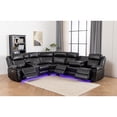 thumbnail image 2 of Paleremo Faux Leather Sectional with LED USB Speaker Wireless Charger in Black, 2 of 4