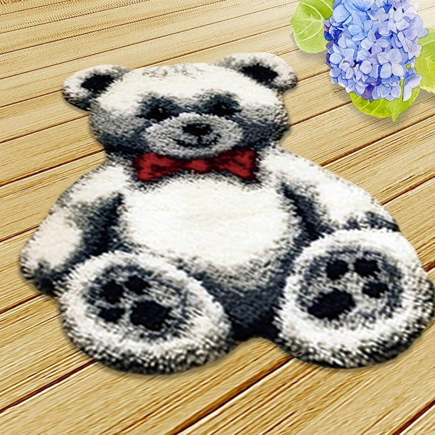 2pcs Puppy Bear Latch Hook Kits For Adults Beginners DIY Cushion Carpet 