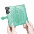 thumbnail image 3 of SaniMore for Samsung Galaxy S22 6.1" 2022 Wallet Case with Embossed Mandala PU Leather Flip Protection Wrist Strap Credit Card Holder Pocket Kickstand Shockproof Case for Galaxy S22 6.1" 2022, Green, 3 of 11