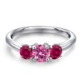 thumbnail image 3 of Gem Stone King 925 Sterling Silver Pink Moissanite and Red Created Ruby Engagement Ring for Women | 1.00 Cttw | Round 5MM | Gemstone Birthstone | Size 8, 3 of 6