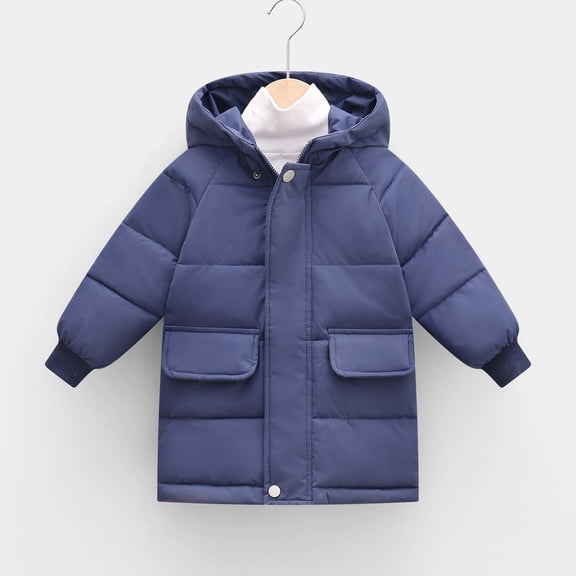Boys Padded Coat Lightweight Full Zip Winter Coat with Hood Casual Outerwear Warm Down Jackets Kids