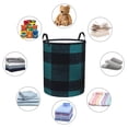 thumbnail image 6 of Circular Hamper Single Layer Laundry Basket Storage Basket Waterproof Single Layer Fabric With Handle Pe Support Strip Darkcyan Buffalo Plaid Check Tartan Scotland_4 Small, 6 of 8