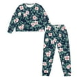 thumbnail image 4 of SCRAWLGOD Flower Leaf Women Pajamas Long Sleeve Pajama Sets for Women 2 Piece Lounge Size S Crewneck Jogger Pjs Women Lightweight Women's Soft Loungewear, 4 of 7
