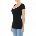 thumbnail image 4 of Scoop Neck Short Sleeve T Shirt Stretch Cotton Tee Women Cap Sleeve Tee (S-3X), 4 of 4