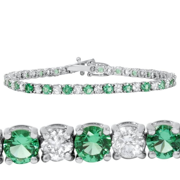 Pompeii3 3Ct Emerald & Diamond Genuine Tennis Bracelet 14K White Gold (G/H,I2)