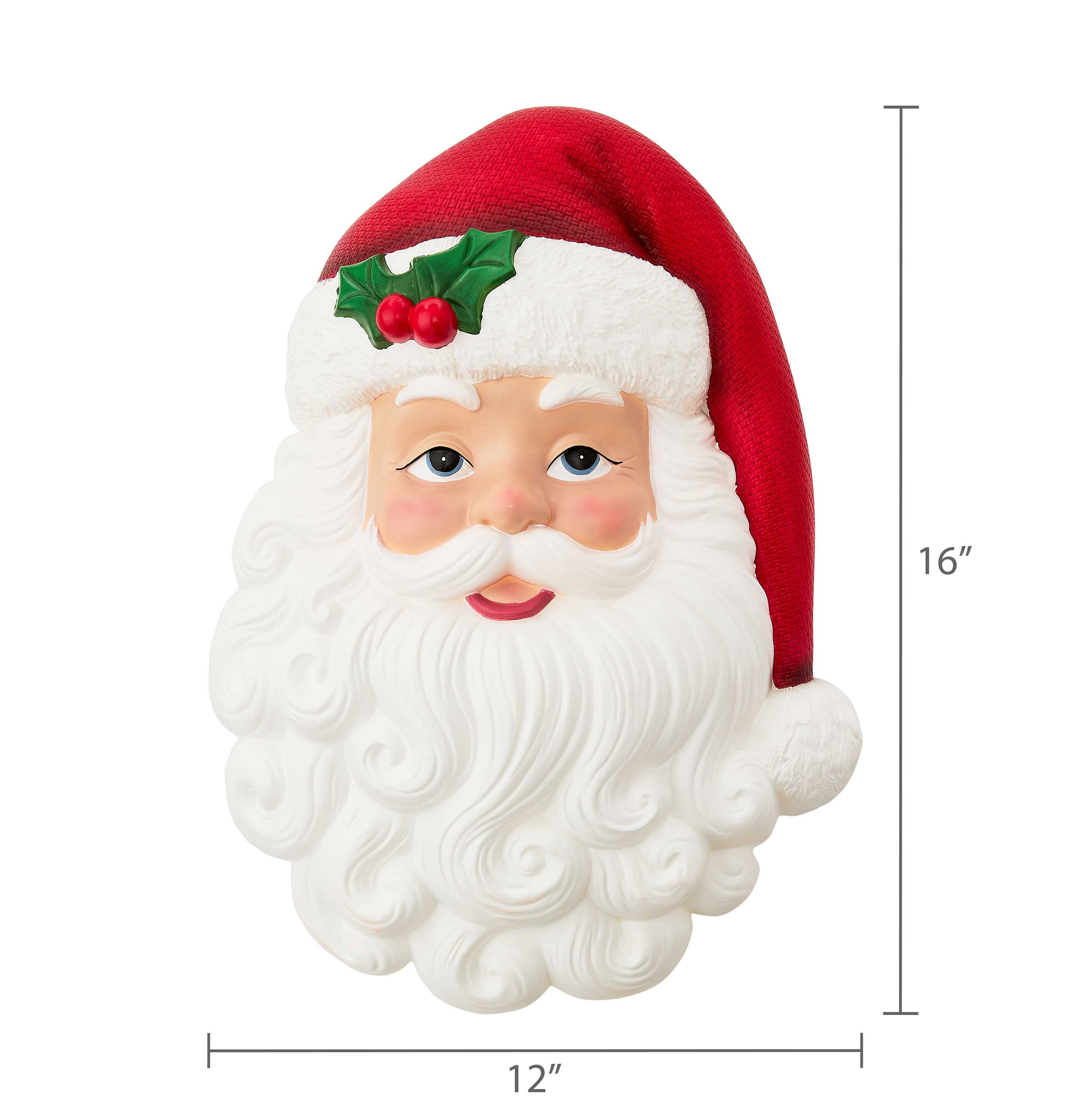 Lighted Blow Mold Santa Hanging Christmas Decoration, Red and White, 16", by Holiday Time