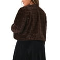 thumbnail image 3 of Agnes Orinda Women's Plus Size Cropped Jacket Open Front Fluffy Faux Fur Winter Coat Jackets 1X Brown, 3 of 6