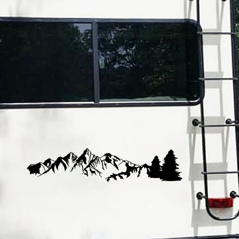 KVAEY Snow Mountain Tree Car Decal Sticker - Waterproof Vinyl Decal For SUV, Truck, Bumper Or Tailgate (Black)