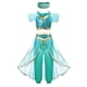 thumbnail image 1 of Vestido de princesa Jasmine para niños, ropa de Halloween, disfraz de Aladdín, lámpara mágica, Top, pantalones y diadema Fivean unisex, 1 of 2