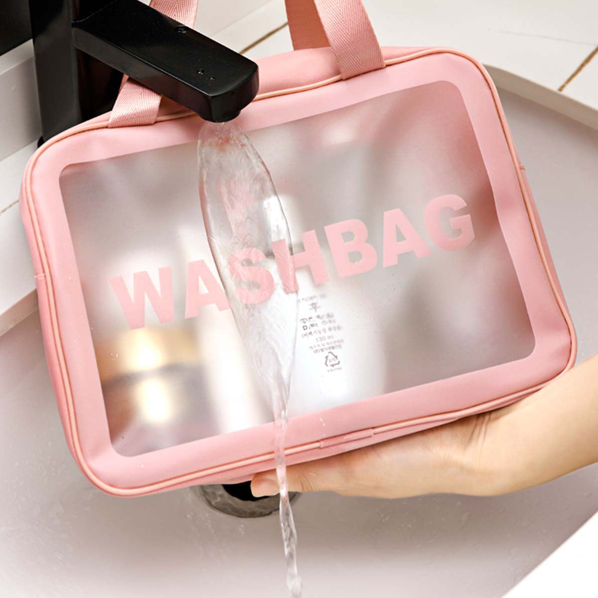 HYZFDD Wash Bag Travel,Travel Toiletry Bag,Travel Makeup Bag,Clear Toiletry  Bag,Translucent Waterproof and Draining Travel Toiletry Bag. (Pink M)