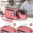 thumbnail image 4 of Phone Case for Samsung Galaxy S24 Ultra 5G Wallet Cover with Tempered Glass Screen Protector and Wrist Strap Lanyard RFID Credit Card Holder Ring Stand Cell S24Ultra 24S S 24 24Ultra Women Men Pink, 4 of 14