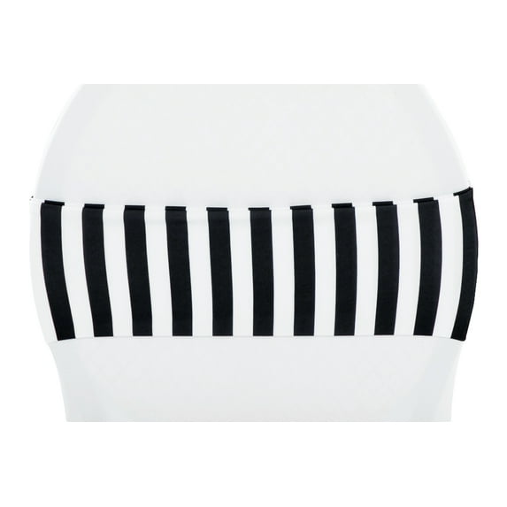 50 Pieces, Spandex Chair Band Approx. 5 inch width x 12 inch length (unstretched) - Stripe Black & White