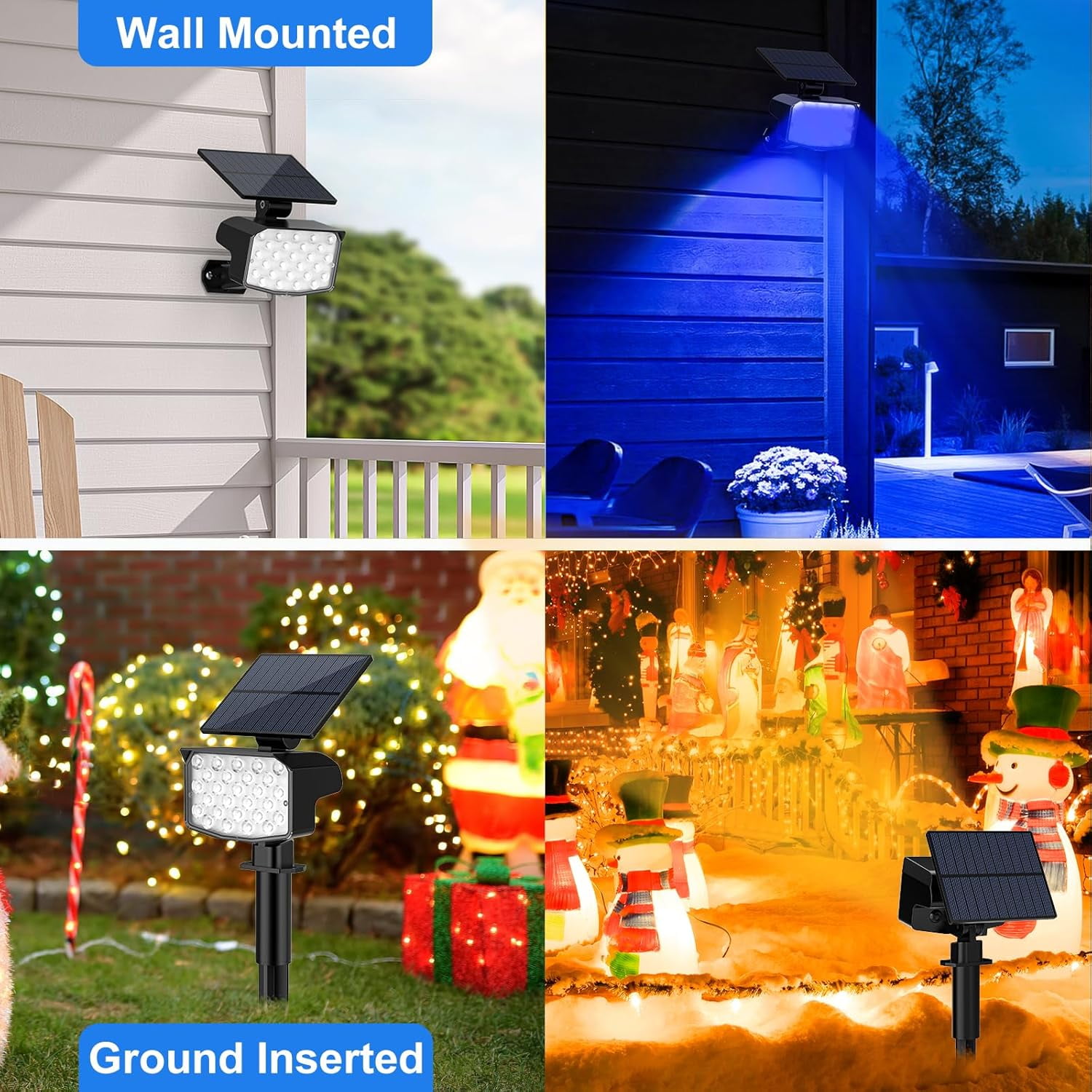Solar Lights RGB Outdoor, 10 pack 27 LEDs, 9 Modes RGB, Waterproof Adjustable,Christmas Color Changing Landscape Solar Spotlights for Yard, Garden