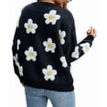 thumbnail image 3 of Women'S Floral Print Cardigan Long Sleeve Open Front Button Down V Neck Knitted Sweaters Black XL, 3 of 7