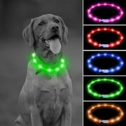 Illumifun LED Dog Collar - USB Rechargeable Light Up Dog Collars, Lighted Dog Collar Glow in The Dark, Flashing Dog Collar Lights for Your Dog Walking at Night (Green-Silicone)