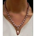 thumbnail image 3 of K-KED Natural 8mm Round South Sea Shell Pearl 12x16mm Drop Pendant Necklace 18" AAA+-Gold, 3 of 9
