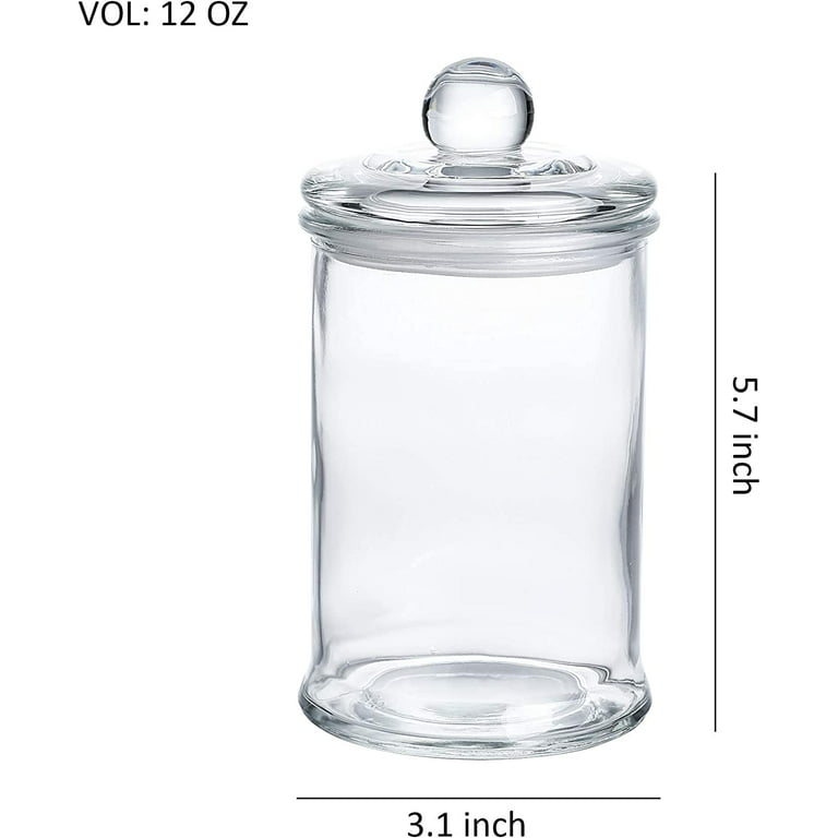Whole Housewares Clear Glass Apothecary Jars-Cotton Jar-Bathroom Storage Set of
