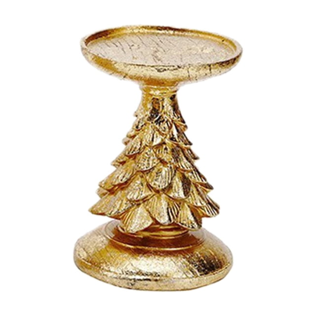 Lksixu Christmas Decorations Wood Like Christmas Tree Candlestick Base European Resin Decor Creatives Tabletop Centerpiece Eco Amicable Handcrafted Candle Stand Festive Home Ornament for Holiday Party