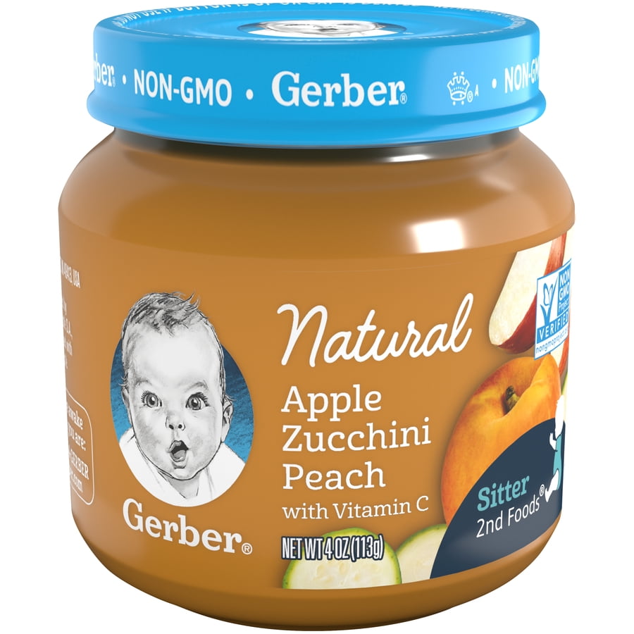 Gerber Natural Stage 2 Baby Food, Apple Zucchini Peach with Vitamin C