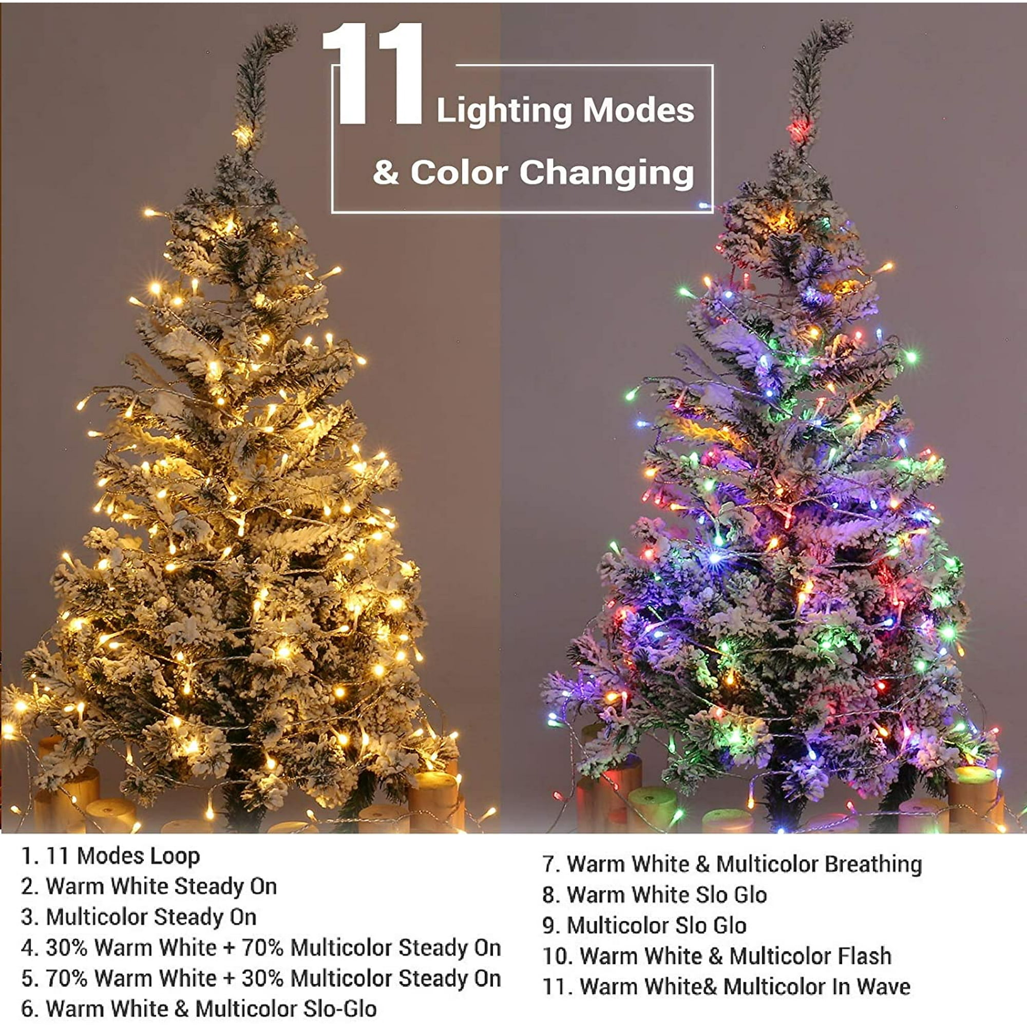 Color Changing Christmas Lights, 115ft 300 LED Fairy String Lights, 11  Modes Warm White & Multicolor Christmas Tree Lights, Dimmable Plug in Light  with Remote for Outdoor Indoor Xmas Decor | Walmart Canada