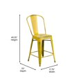 thumbnail image 2 of 24'' High Distressed Yellow Metal Indoor-Outdoor Counter Height Stool with Back, 2 of 8
