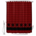 thumbnail image 2 of Shower Curtains for Bathroom, Red Black Plaid Waterproof Fabric Shower Curtain, Country Vintage Star Abstract Gingham Decorative Bathroom Curtain for Bathtub, 72"x78", No Hooks Included, 2 of 9