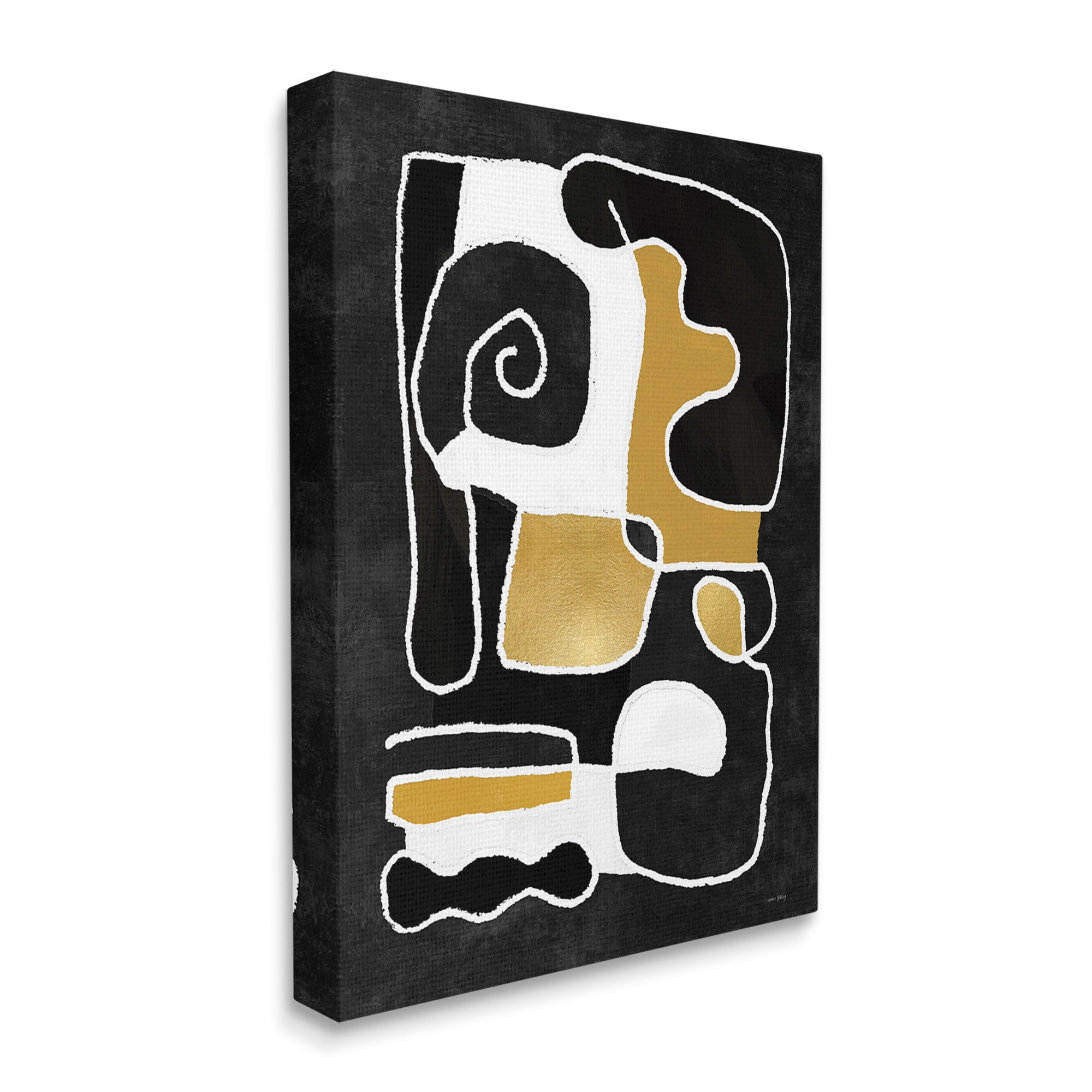 Stupell Industries Black & Glam Squiggles Abstract Painting Gallery Wrapped Canvas Art Print Wall Art, 30 x 40