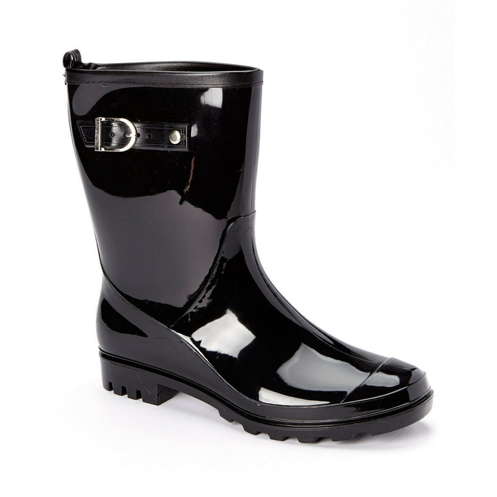 SkaDoo - BRAND NEW STYLE Ladies Black Shiny Rain Boots with Buckle ...