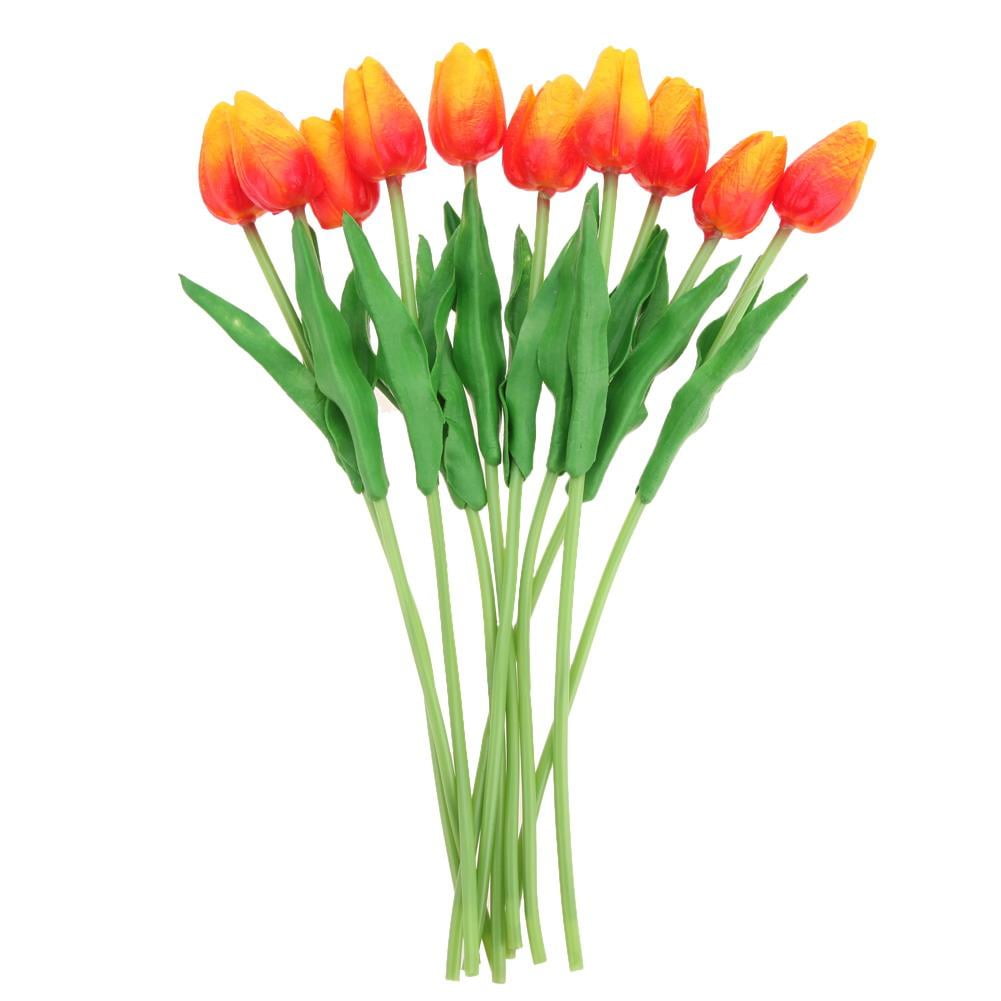 TBOLINE 10pcs PU Tulips Artificial Flowers Bouquet Wedding Home Decor