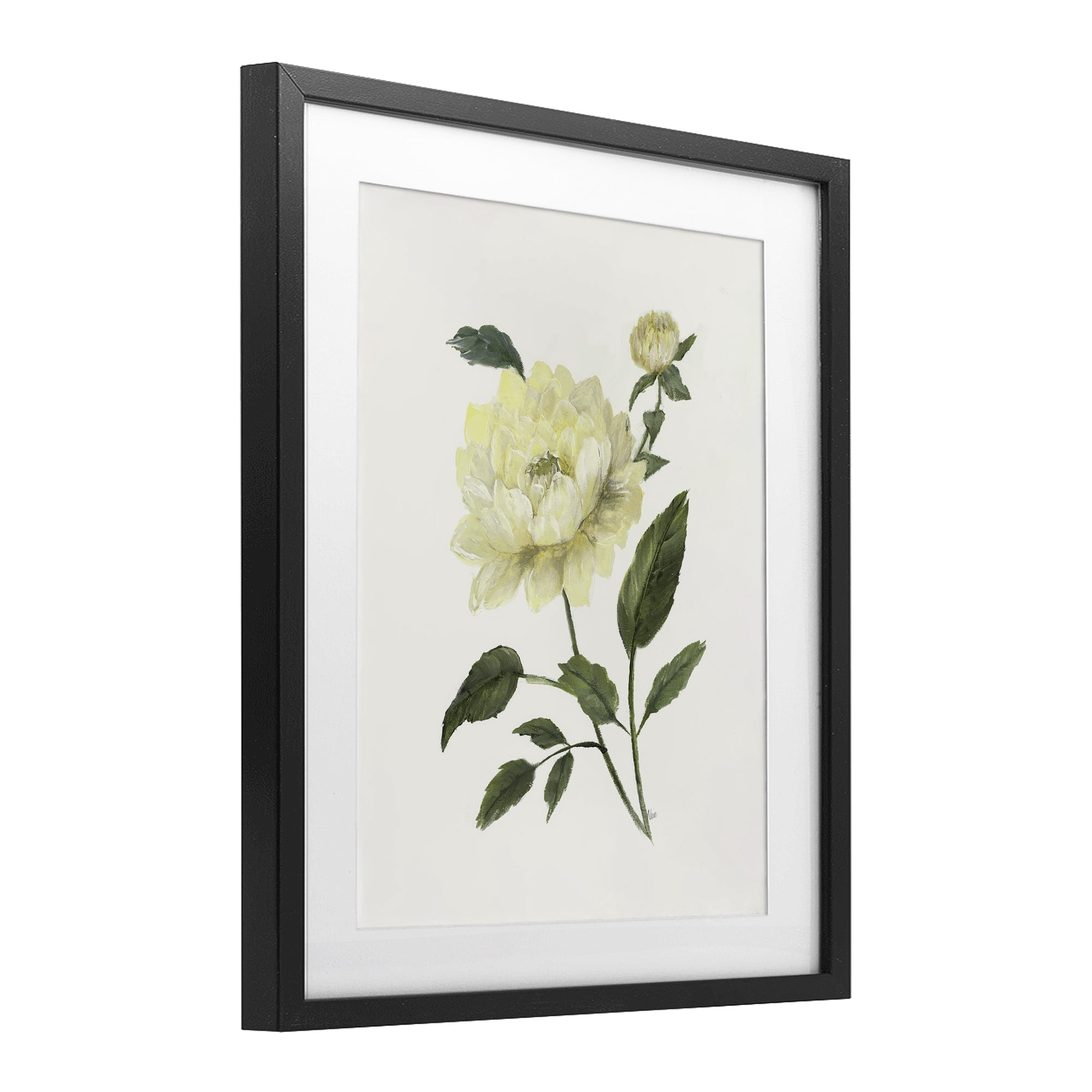Stupell Industries Cream Garden Peony with Buds Black Framed Print Under Glass, design by Nan
