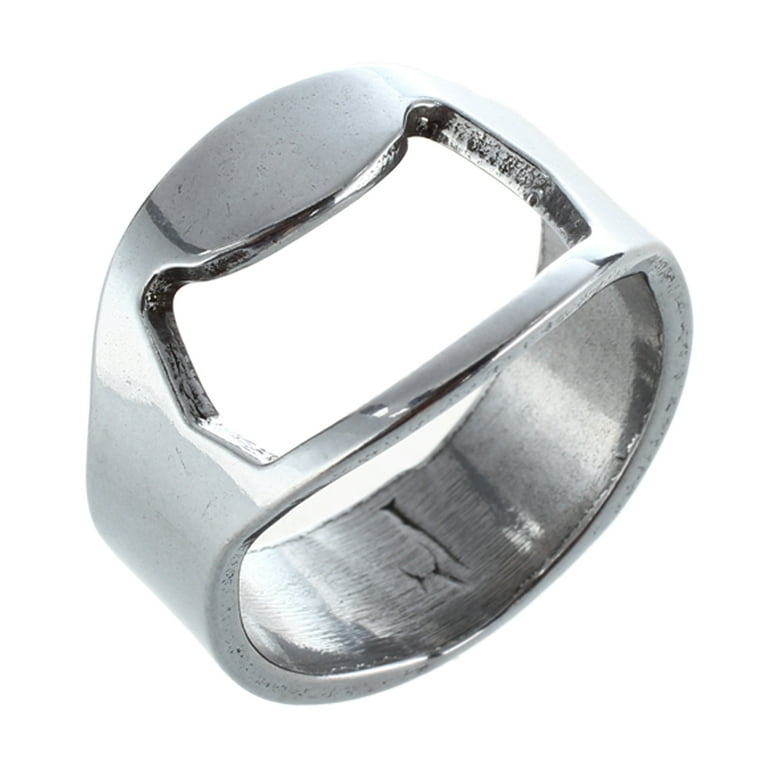 5x Silver Stainless Steel Metal Finger Thumb Keyring Ring Beer