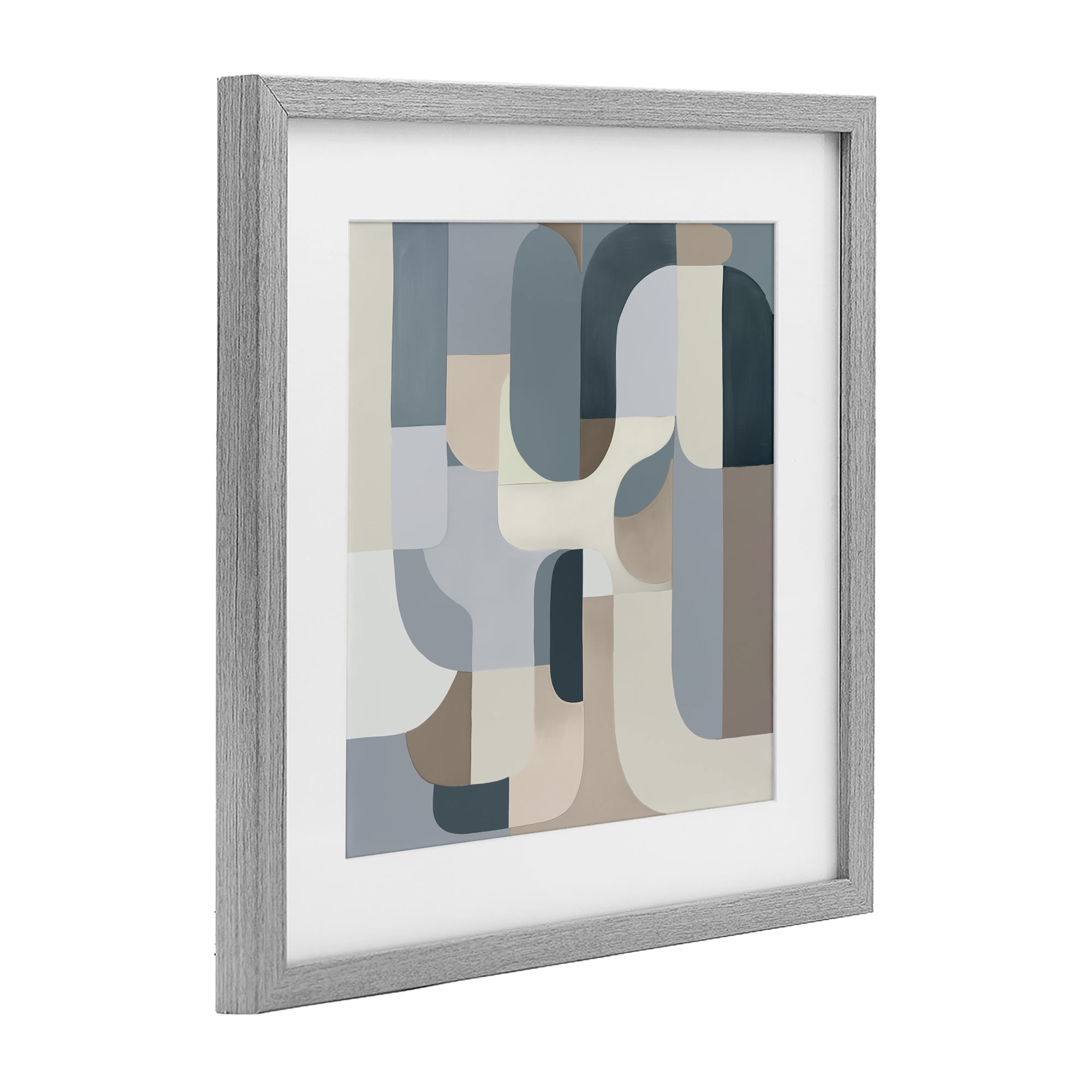 Stupell Industries Bauhaus Blue Curves Gray Framed Print Under Glass, design by Annabelle Hall
